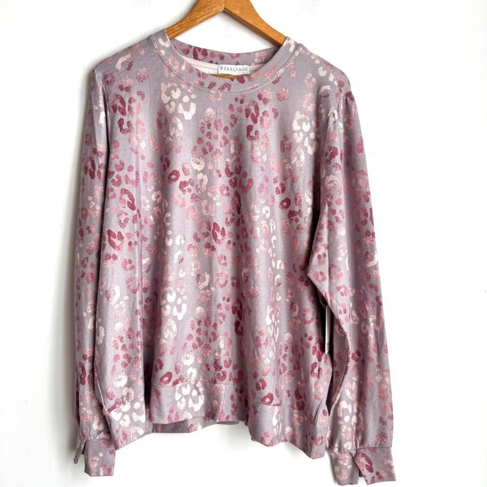 P.J Salvage Pink Lilac Nude Animal Print Top 2X
